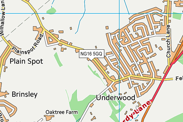 NG16 5GQ map - OS VectorMap District (Ordnance Survey)