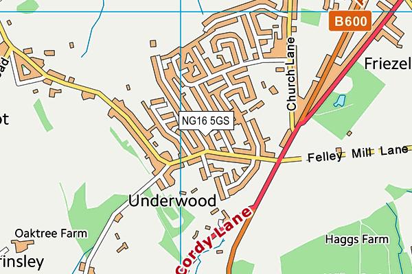 NG16 5GS map - OS VectorMap District (Ordnance Survey)