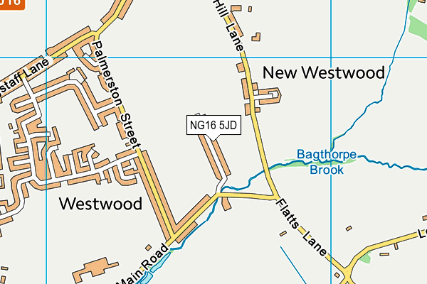 NG16 5JD map - OS VectorMap District (Ordnance Survey)