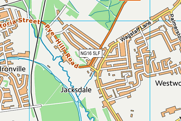 NG16 5LF map - OS VectorMap District (Ordnance Survey)