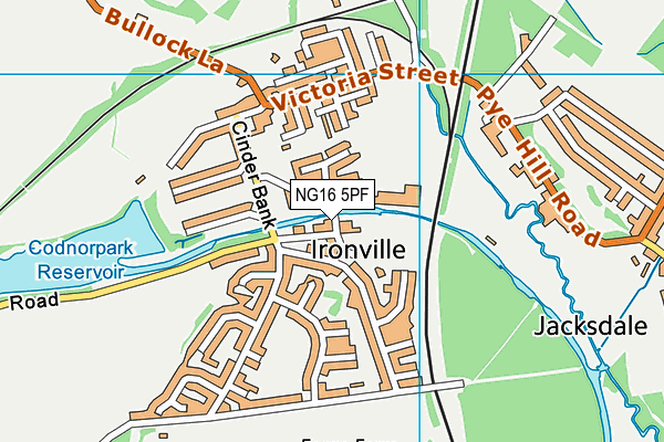 NG16 5PF map - OS VectorMap District (Ordnance Survey)