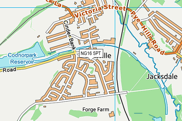 NG16 5PT map - OS VectorMap District (Ordnance Survey)