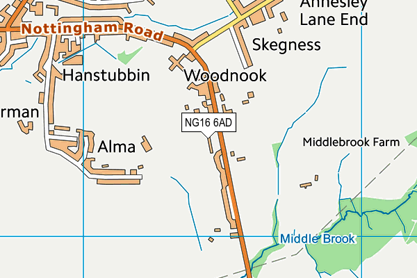 NG16 6AD map - OS VectorMap District (Ordnance Survey)