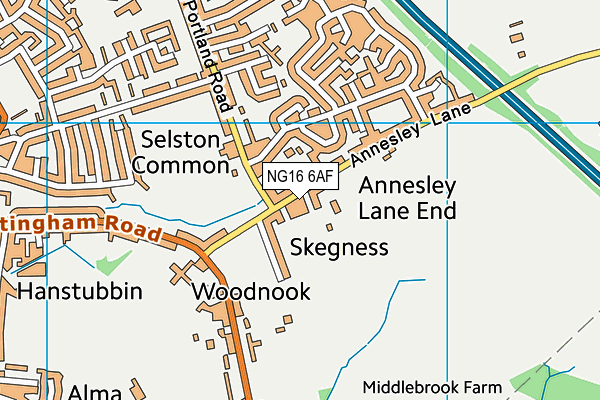 NG16 6AF map - OS VectorMap District (Ordnance Survey)