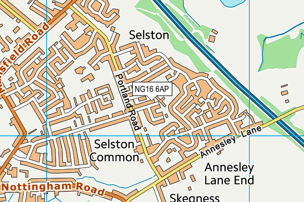 NG16 6AP map - OS VectorMap District (Ordnance Survey)