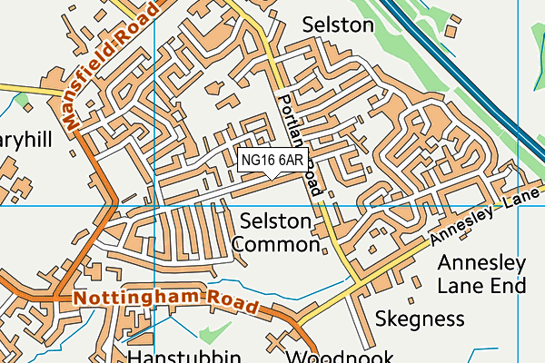 NG16 6AR map - OS VectorMap District (Ordnance Survey)