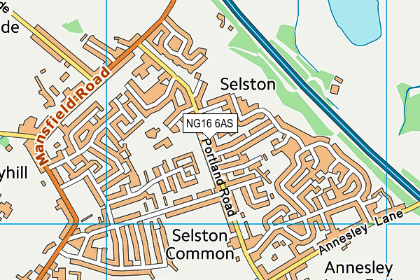 NG16 6AS map - OS VectorMap District (Ordnance Survey)