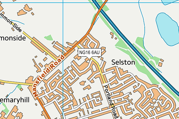 NG16 6AU map - OS VectorMap District (Ordnance Survey)