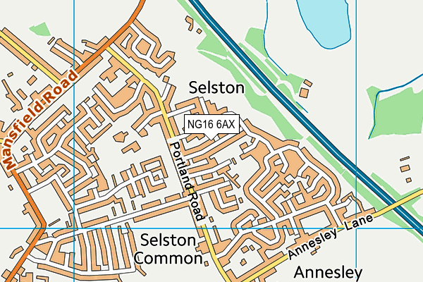 NG16 6AX map - OS VectorMap District (Ordnance Survey)