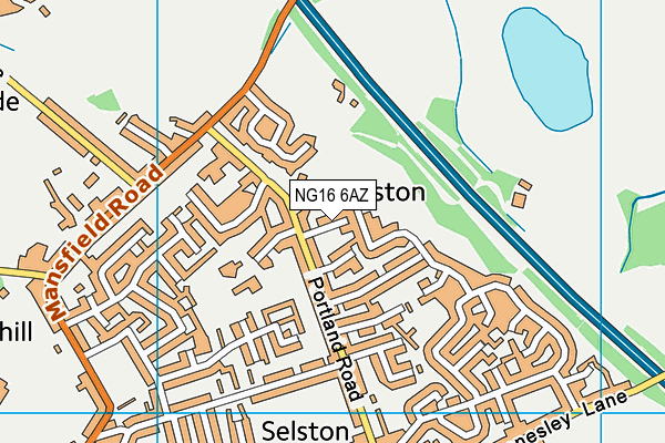 NG16 6AZ map - OS VectorMap District (Ordnance Survey)