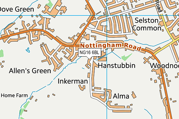 NG16 6BL map - OS VectorMap District (Ordnance Survey)