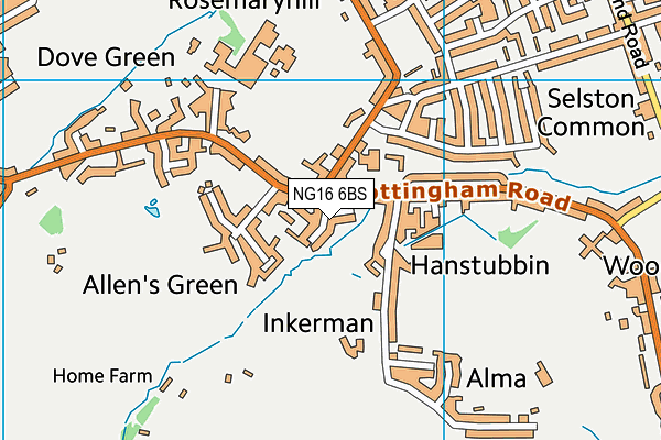 NG16 6BS map - OS VectorMap District (Ordnance Survey)