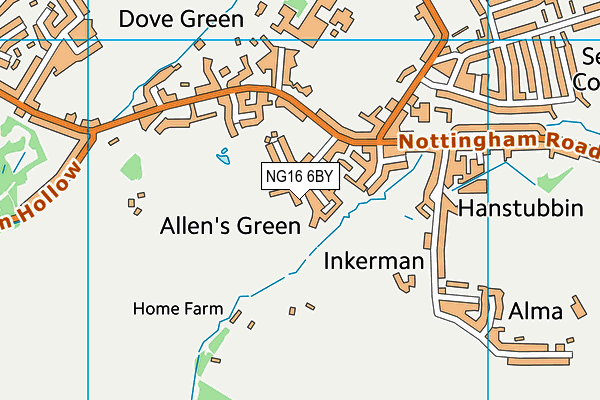 NG16 6BY map - OS VectorMap District (Ordnance Survey)