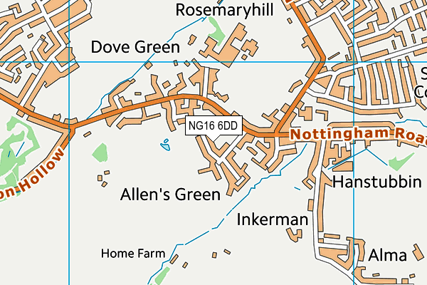 NG16 6DD map - OS VectorMap District (Ordnance Survey)