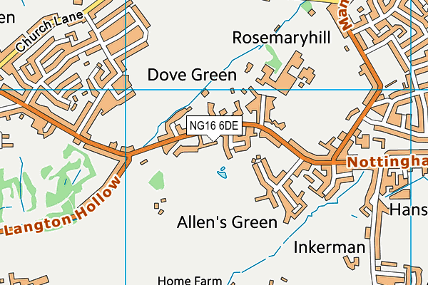 NG16 6DE map - OS VectorMap District (Ordnance Survey)