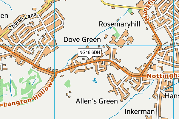 NG16 6DH map - OS VectorMap District (Ordnance Survey)