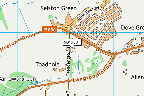 NG16 6DT map - OS VectorMap District (Ordnance Survey)