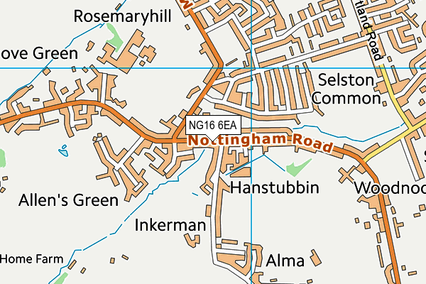 NG16 6EA map - OS VectorMap District (Ordnance Survey)