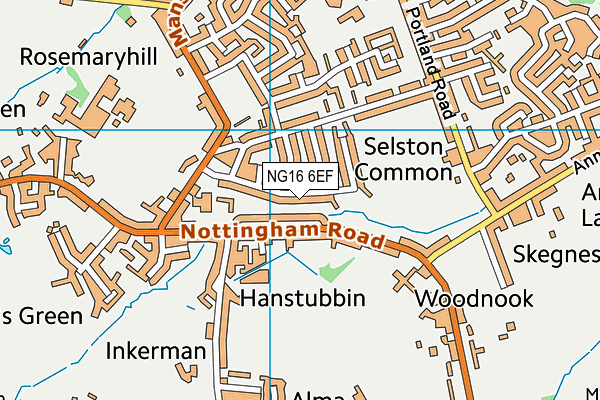 NG16 6EF map - OS VectorMap District (Ordnance Survey)