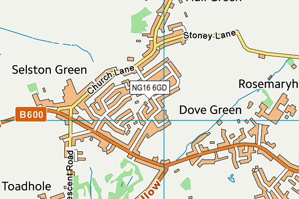 NG16 6GD map - OS VectorMap District (Ordnance Survey)