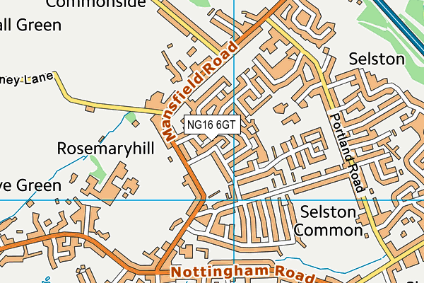 NG16 6GT map - OS VectorMap District (Ordnance Survey)