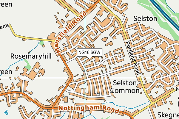 NG16 6GW map - OS VectorMap District (Ordnance Survey)