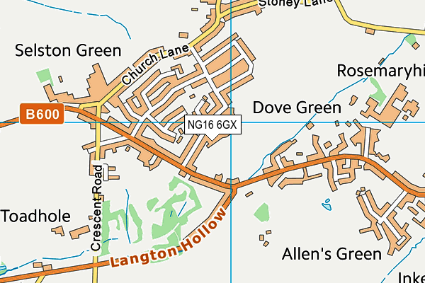 NG16 6GX map - OS VectorMap District (Ordnance Survey)