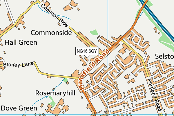 NG16 6GY map - OS VectorMap District (Ordnance Survey)