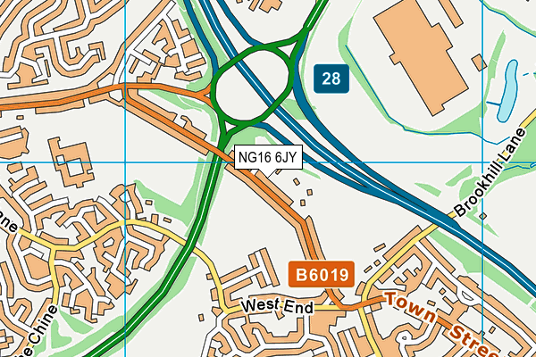 NG16 6JY map - OS VectorMap District (Ordnance Survey)