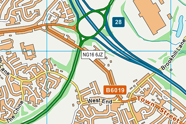 NG16 6JZ map - OS VectorMap District (Ordnance Survey)