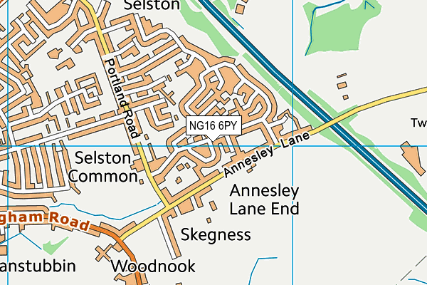 NG16 6PY map - OS VectorMap District (Ordnance Survey)