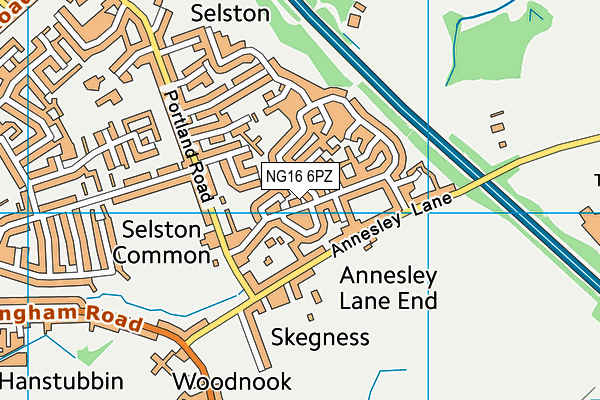 NG16 6PZ map - OS VectorMap District (Ordnance Survey)