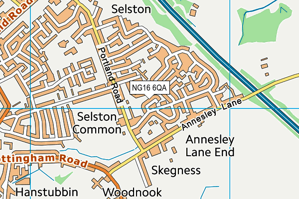 NG16 6QA map - OS VectorMap District (Ordnance Survey)