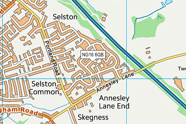 NG16 6QB map - OS VectorMap District (Ordnance Survey)