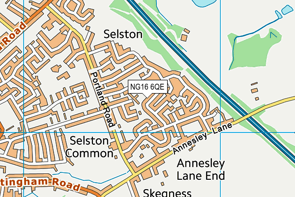 NG16 6QE map - OS VectorMap District (Ordnance Survey)