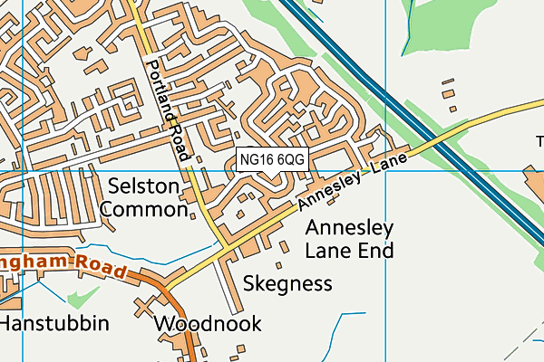 NG16 6QG map - OS VectorMap District (Ordnance Survey)