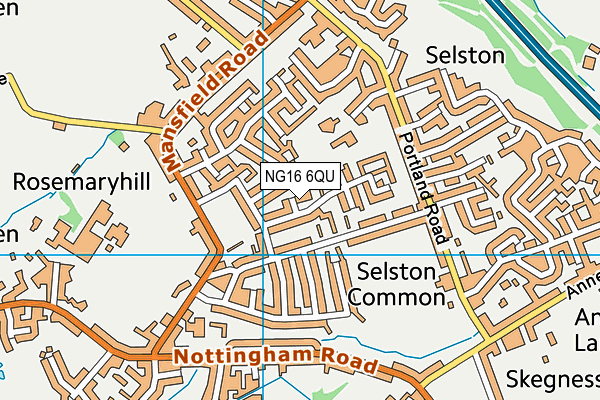 NG16 6QU map - OS VectorMap District (Ordnance Survey)