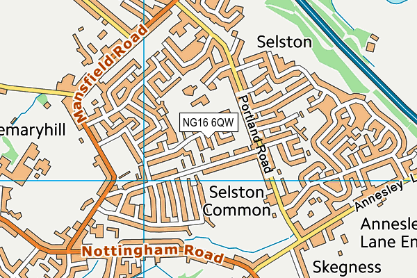 NG16 6QW map - OS VectorMap District (Ordnance Survey)