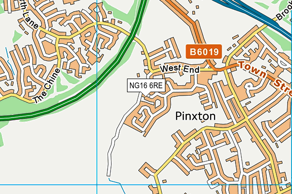 NG16 6RE map - OS VectorMap District (Ordnance Survey)