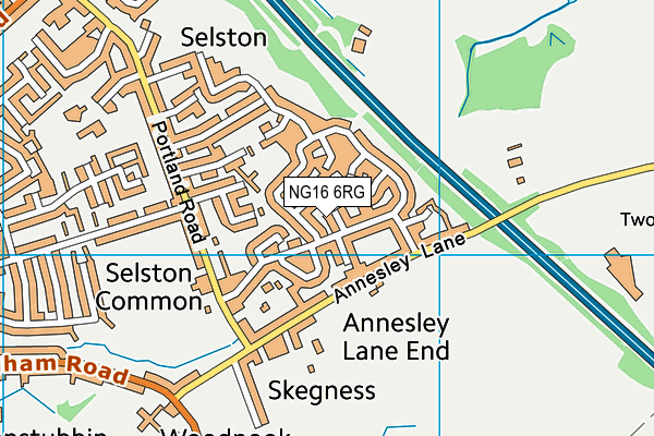 NG16 6RG map - OS VectorMap District (Ordnance Survey)