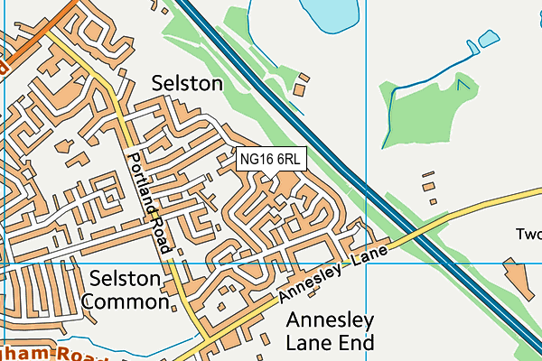 NG16 6RL map - OS VectorMap District (Ordnance Survey)