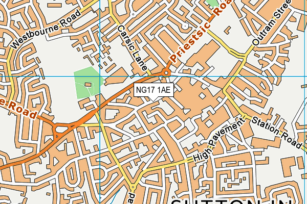 NG17 1AE map - OS VectorMap District (Ordnance Survey)