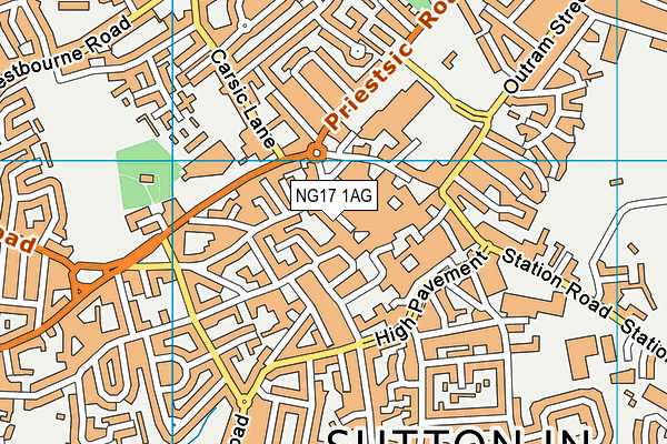 NG17 1AG map - OS VectorMap District (Ordnance Survey)