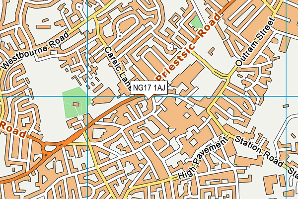 NG17 1AJ map - OS VectorMap District (Ordnance Survey)