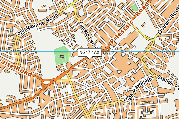 NG17 1AX map - OS VectorMap District (Ordnance Survey)