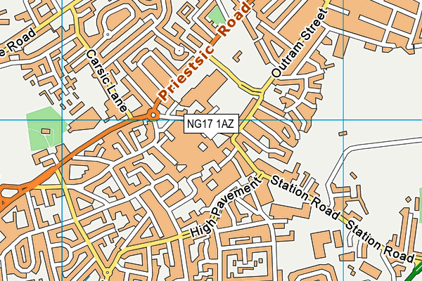 NG17 1AZ map - OS VectorMap District (Ordnance Survey)