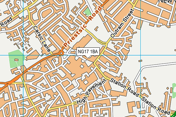 NG17 1BA map - OS VectorMap District (Ordnance Survey)