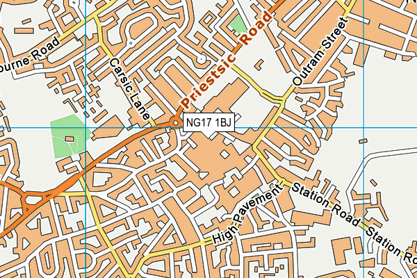 NG17 1BJ map - OS VectorMap District (Ordnance Survey)