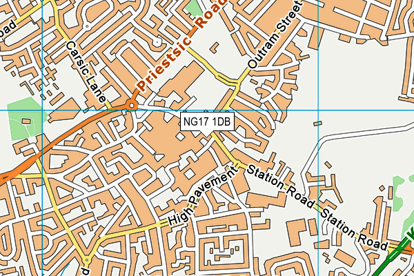 NG17 1DB map - OS VectorMap District (Ordnance Survey)