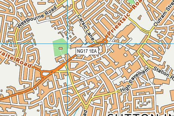 NG17 1EA map - OS VectorMap District (Ordnance Survey)